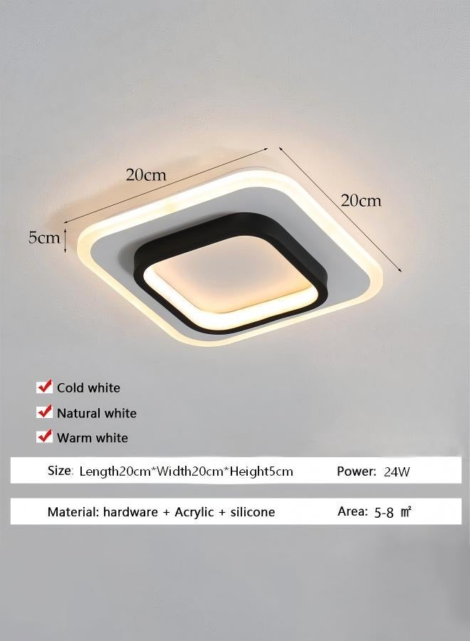 DUNISO Modern LED Ceiling Light, 24W Dimmable Square Flush Mount Hallway Light with Adjustable Lighting, Three Color Temperature,for Kitchen Hallway Corridor Balcony - Image 2